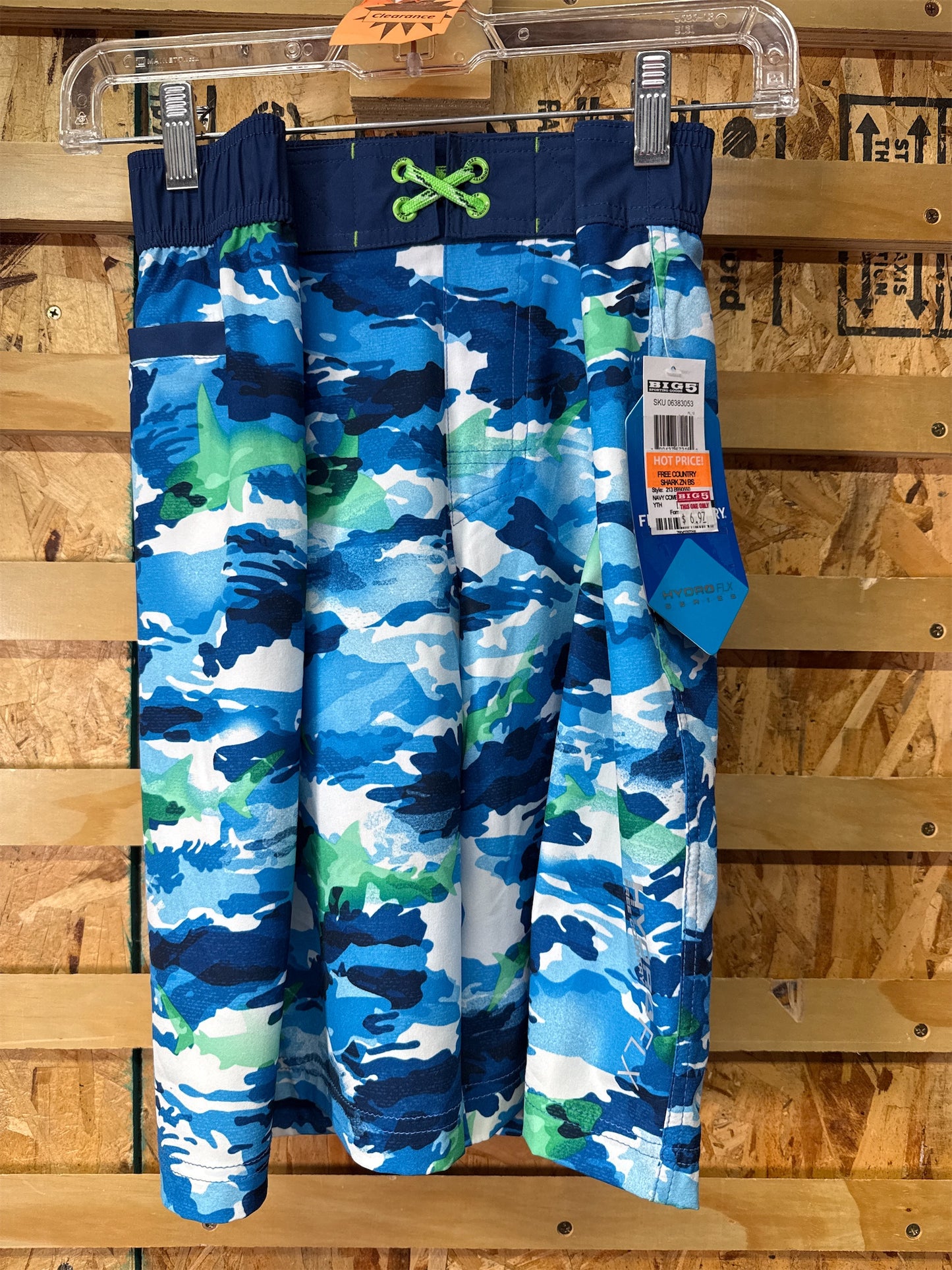 Free Country Boys' Shark Camo Swim Shorts - Navy Combo, XL