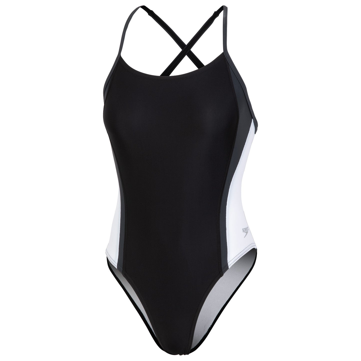 Speedo Women's Relay Splice One-Piece Swimsuit, Black/White - Size 6/32