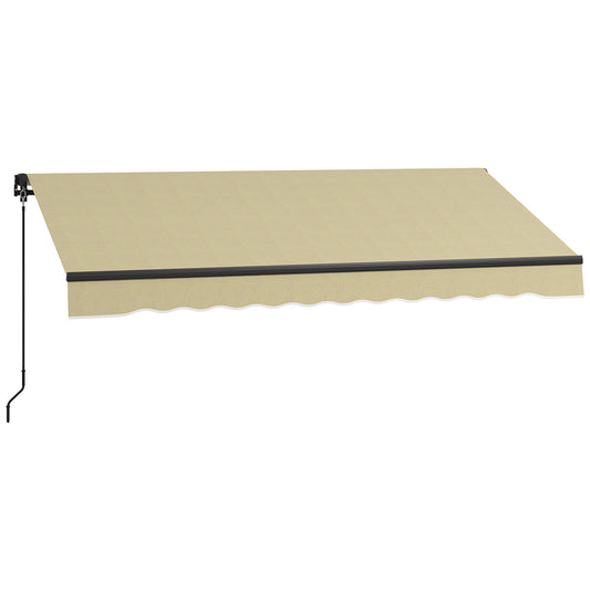 Outsunny Retractable Manual Patio Awning - 280gsm UV-Resistant Sunshade