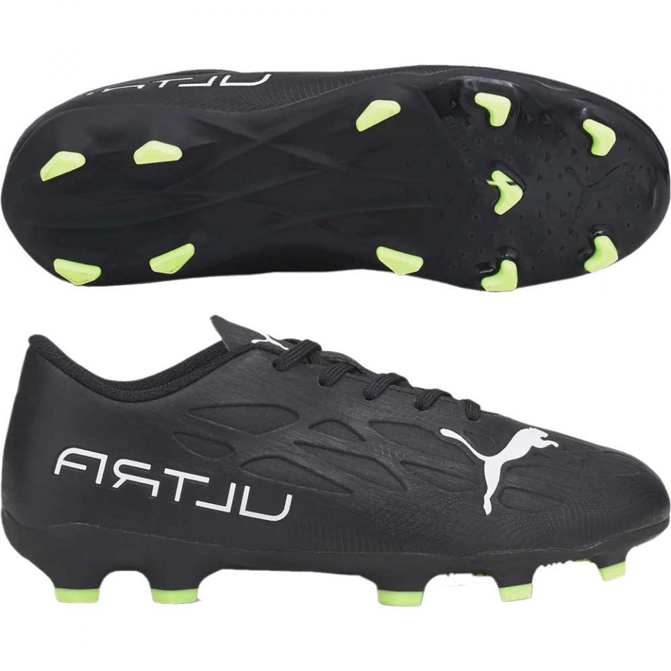 Puma Ultra 4.4 FG/AG Junior Soccer Cleats - Black/White/Fizzy - Size 12C
