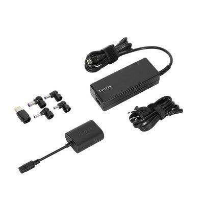 Targus Universal USB-C Laptop Charger with Interchangeable Tips - Black