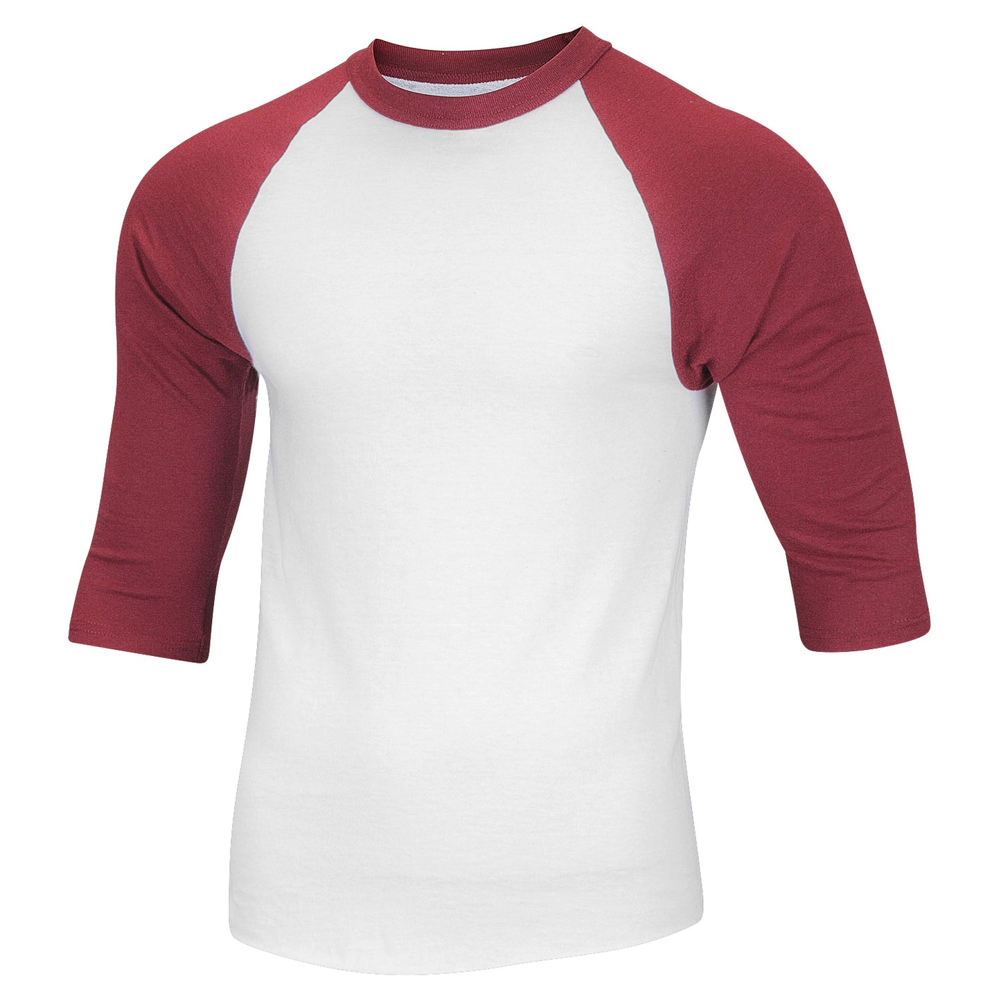 Soffe Youth Baseball/Softball 3/4 Sleeve Raglan Shirt, White/Maroon - Small