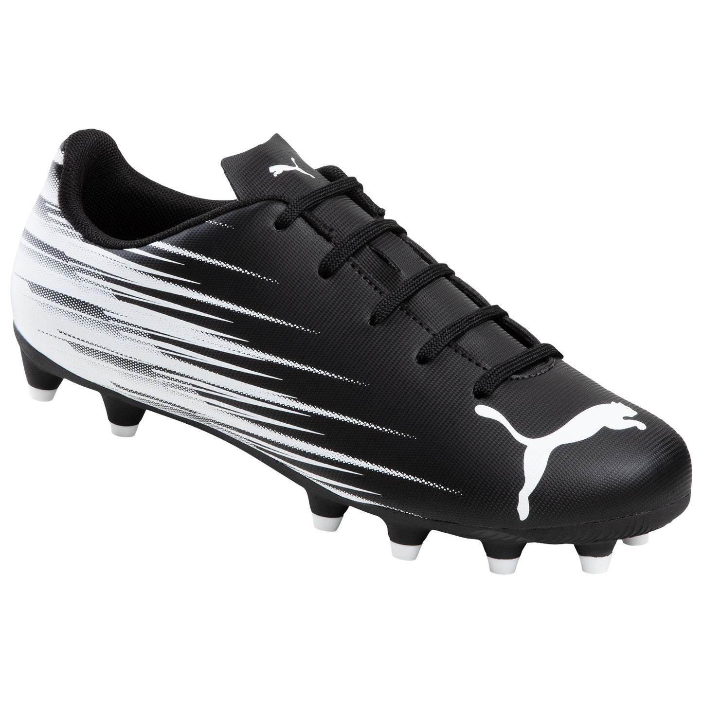 Puma Attacanto 2 FG/AG Junior Soccer Cleats - Black/White, Size 5.5