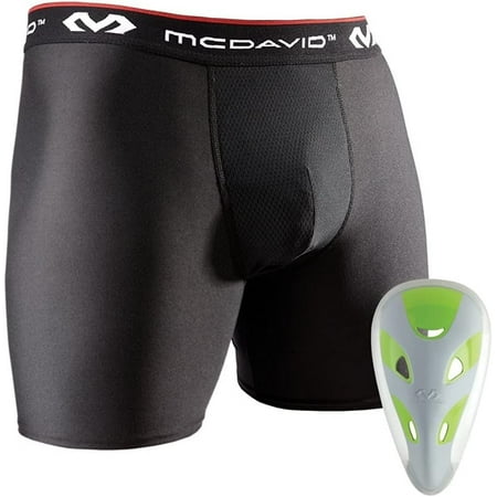 McDAVID Kids' Performance Boxer Shorts with Flex Cup - Black, Small