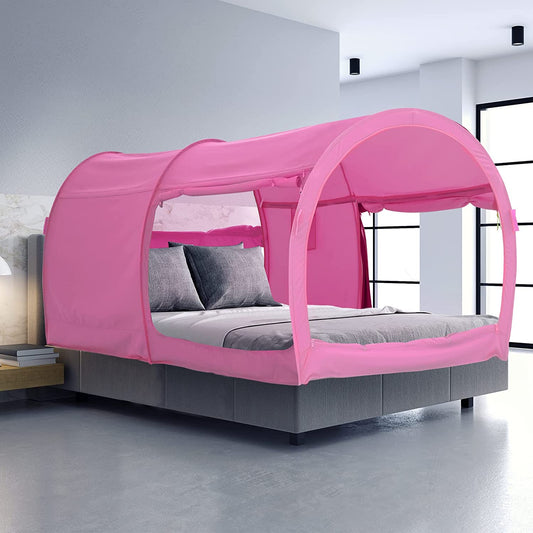 Alvantor Pink Twin Pop-Up Bed Tent for Privacy and Play
