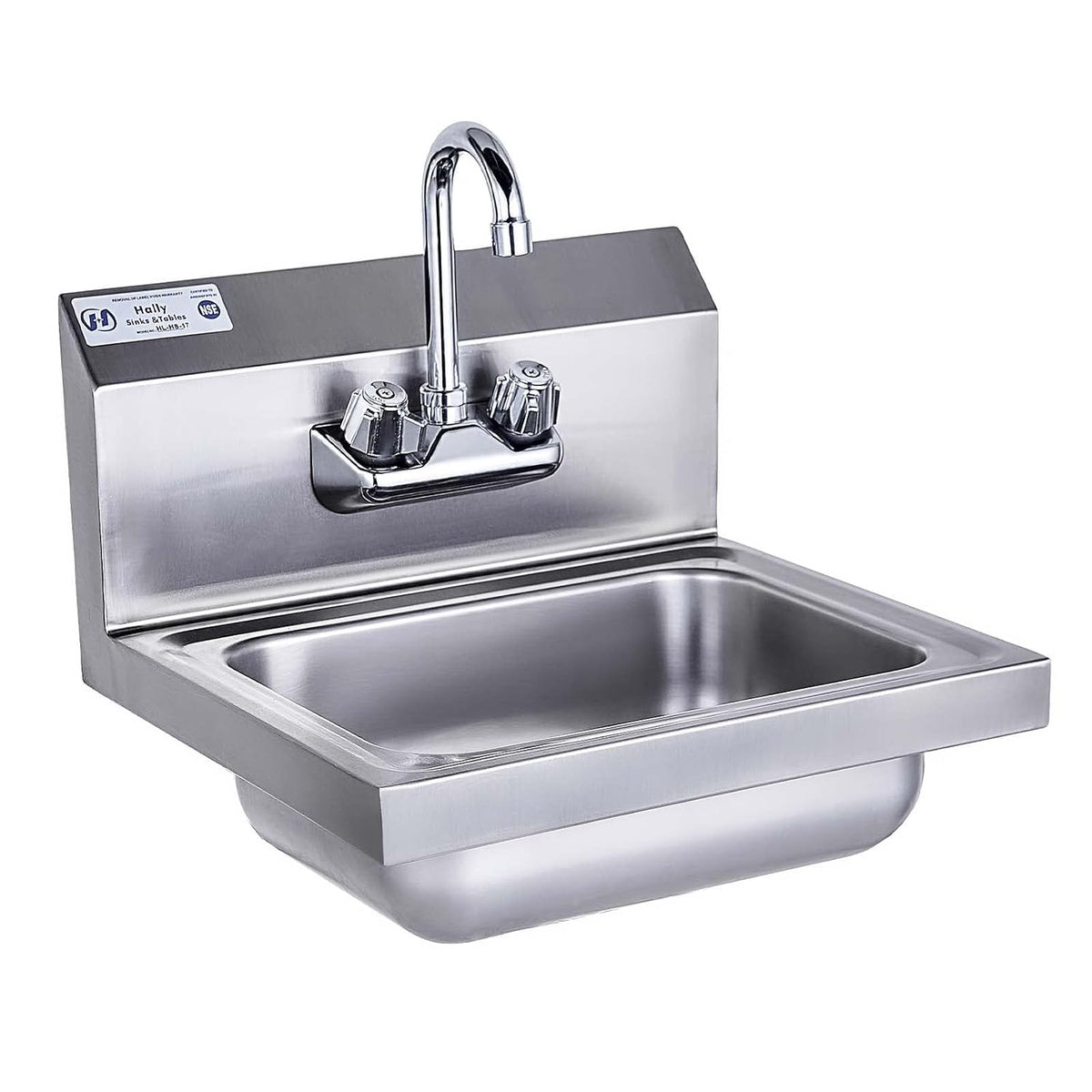 Hally HL-HS-17 Stainless Steel Wall Mount Sink with Faucet - 17" x 15"