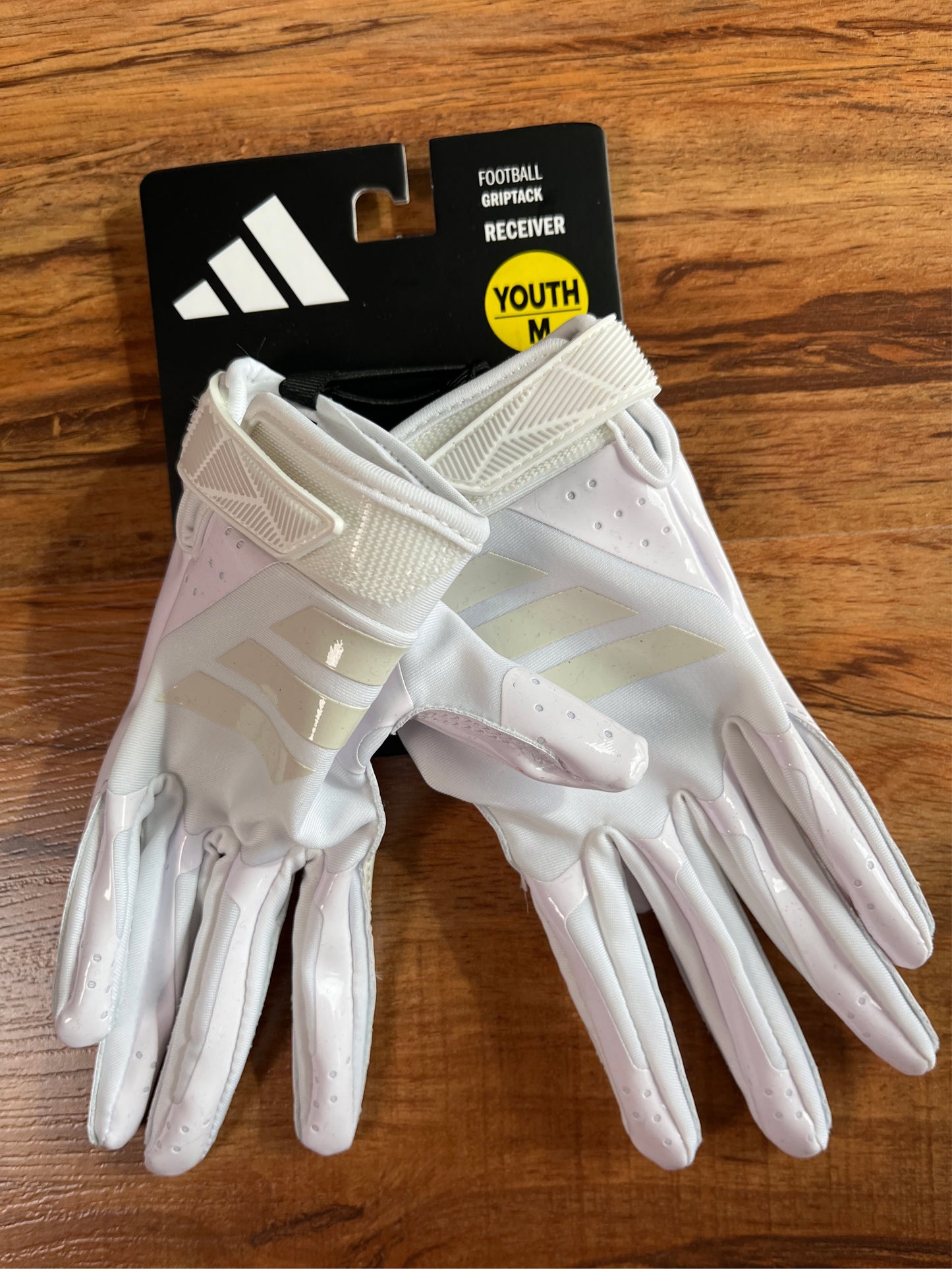 Adidas Adifast 4.0 Youth Football Receiver Gloves - White, Medium