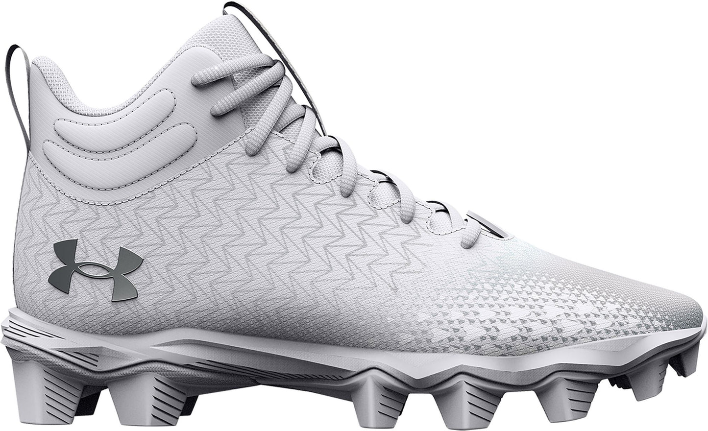 Under Armour Spotlight Franchise 3.0 RM Men's Football Cleats - White/Silver, Size 8.5