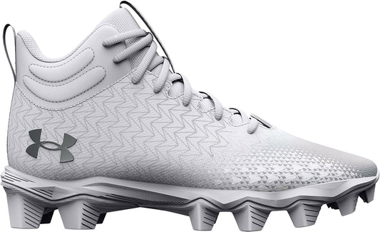 Under Armour Spotlight Franchise 3.0 RM Men's Football Cleats - White/Silver, Size 8.5