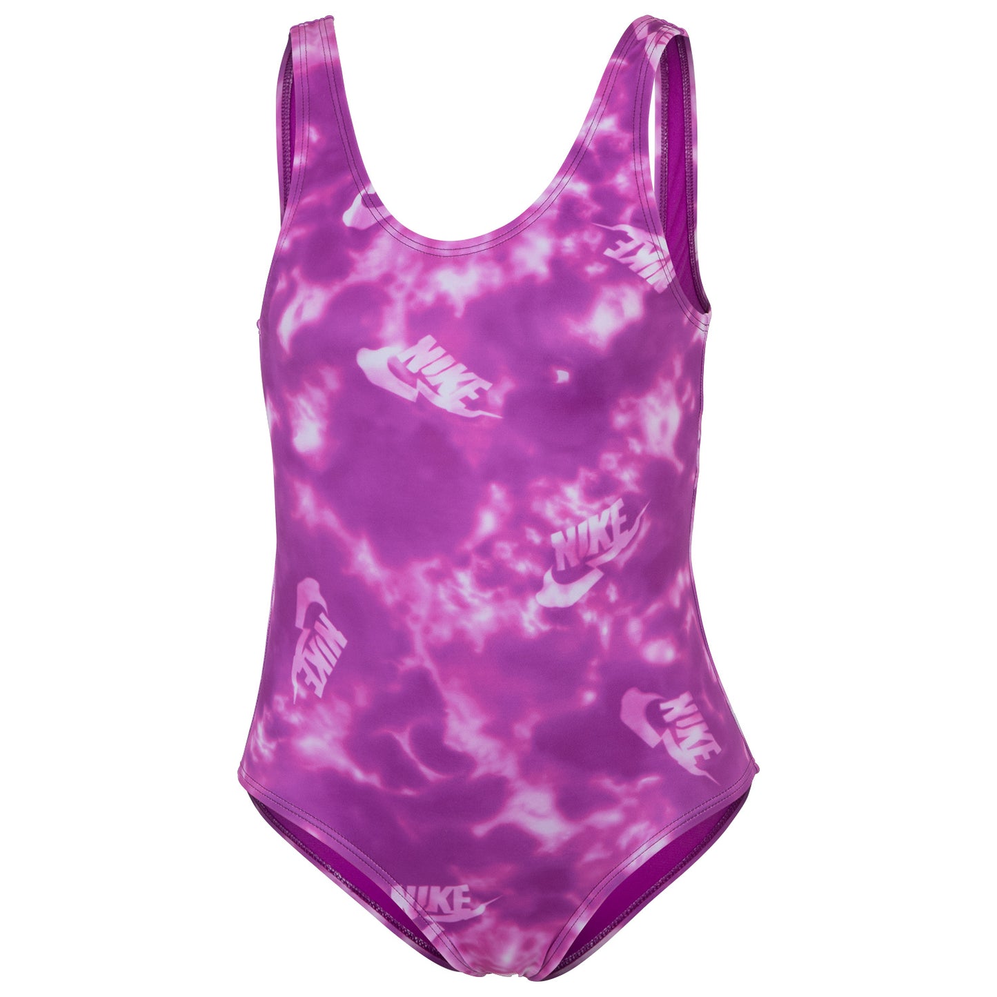 Nike Girls' One-Piece Water Print Swimsuit - Purple, Size Medium