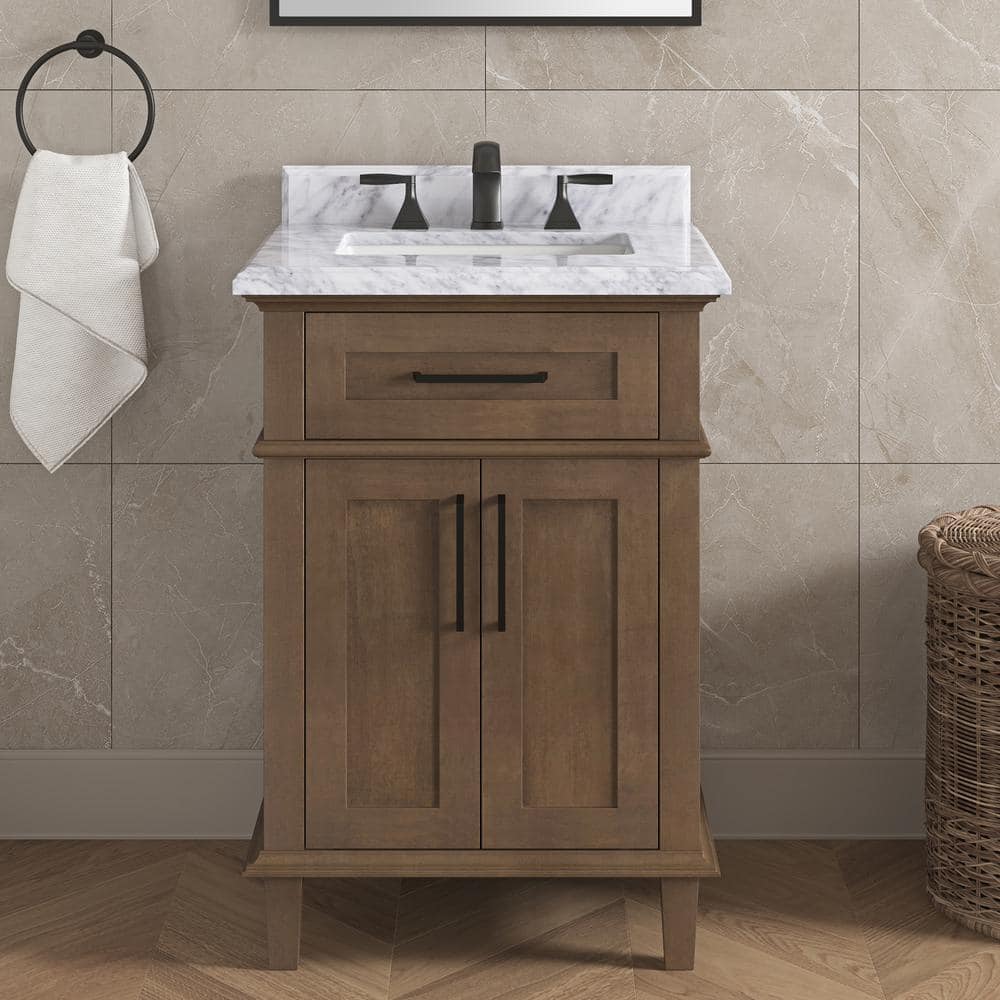 Home Decorators Collection Sonoma 24" Bathroom Vanity in Almond Latte with Marble Top
