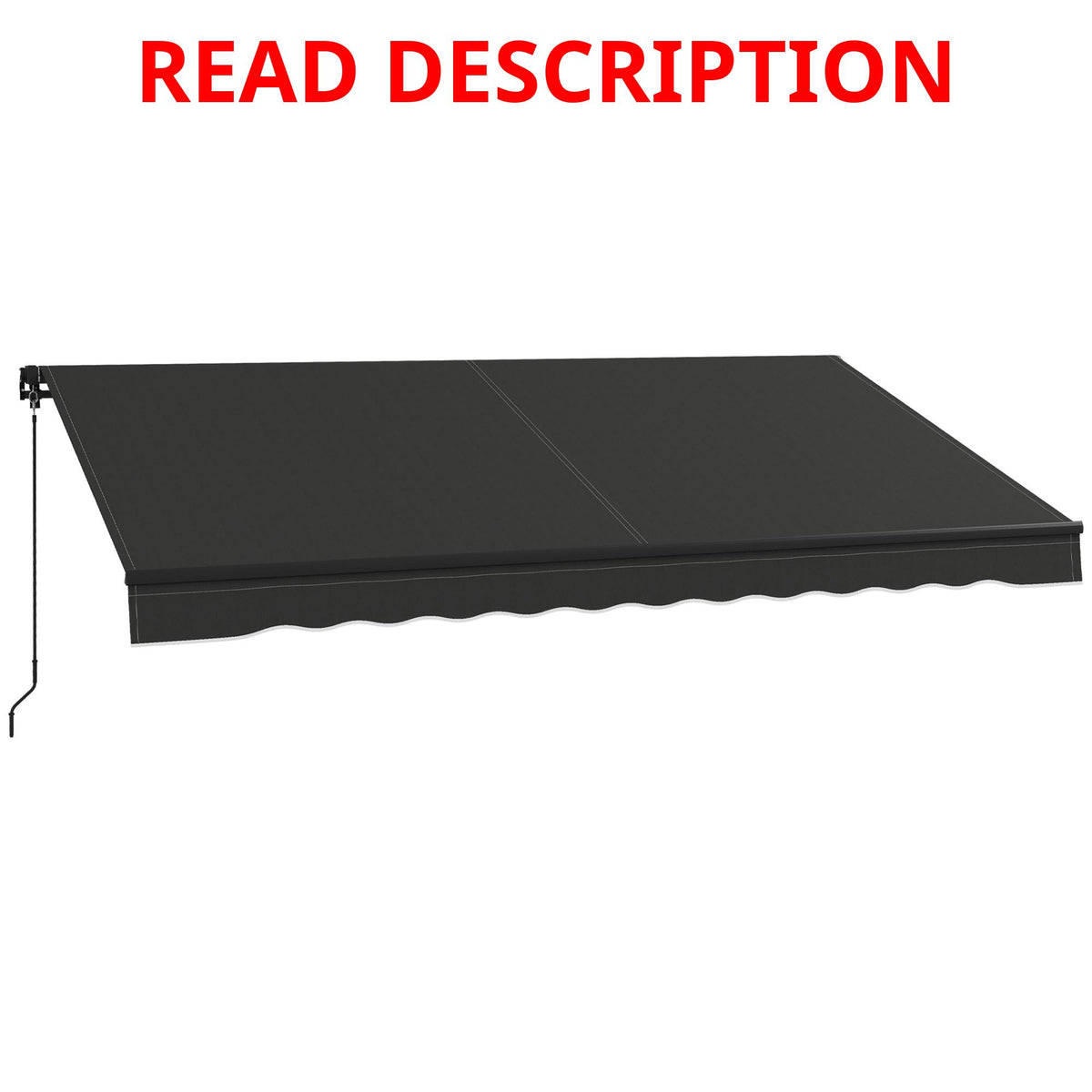 Outsunny 12' x 10' Retractable Manual Awning - UV Resistant Dark Gray Sunshade