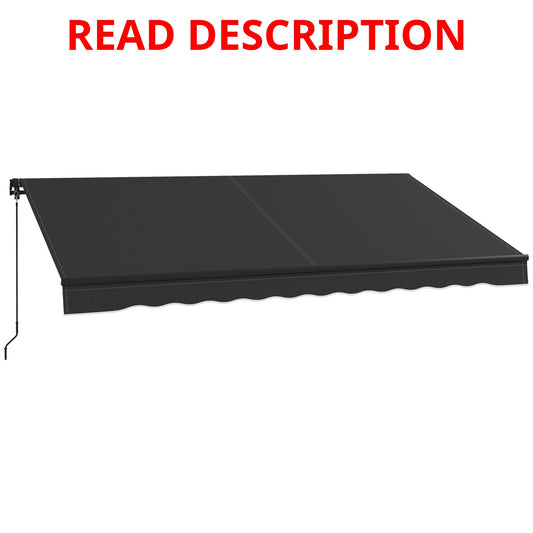 Outsunny 12' x 10' Retractable Manual Awning - UV Resistant Dark Gray Sunshade