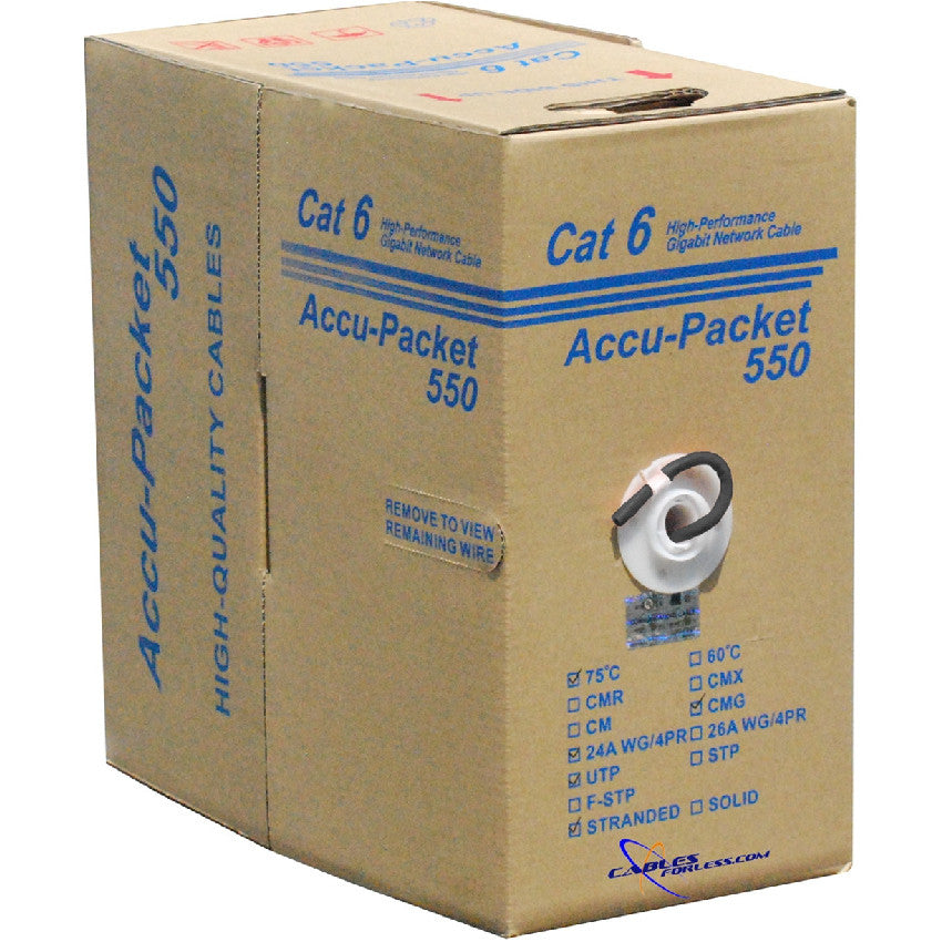Accu-Packet 550 Cat6 Stranded Network Cable - 1000 ft, Blue