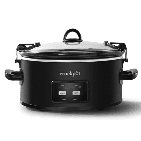 Crock-Pot 6-Quart Cook & Carry Slow Cooker with One-Touch Control, Matte Black