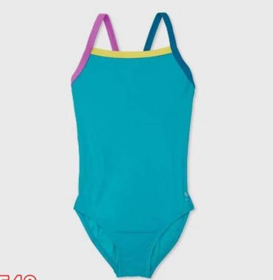 Speedo Girls' Solid Propel One-Piece Swimsuit - Blue, Size 12