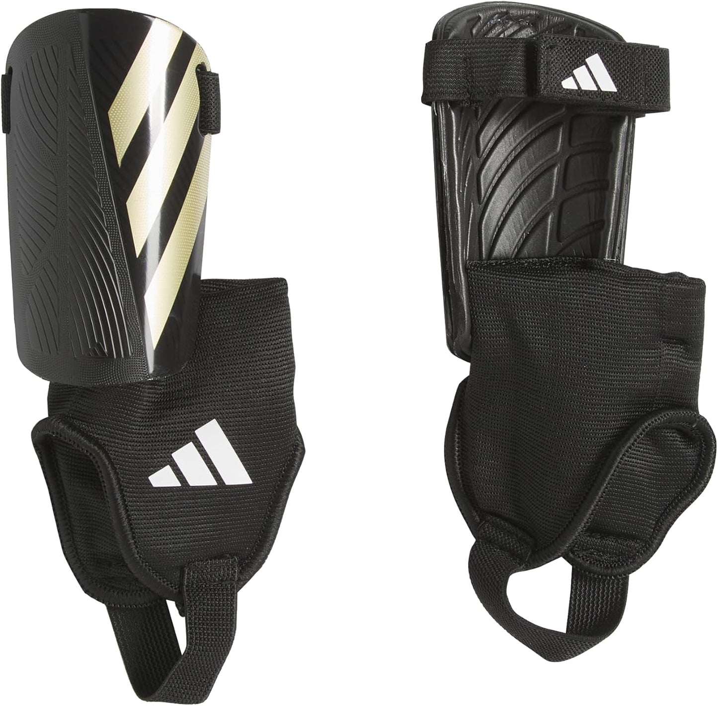 Adidas Tiro Match Junior Soccer Shin Guards with Ankle Protection - Black/Gold, Medium