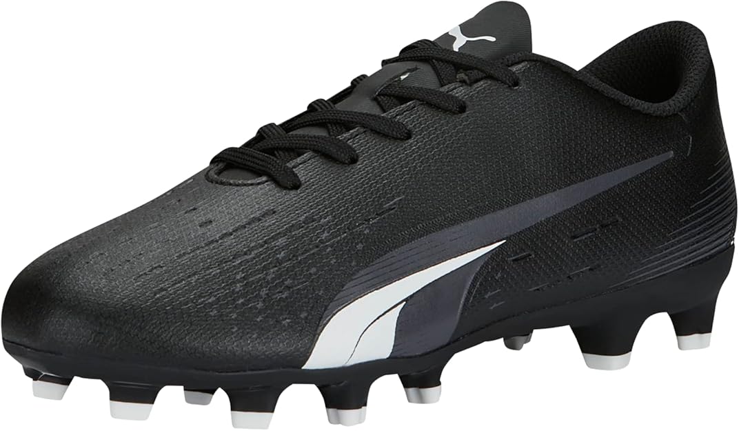 Puma Ultra Play Junior FG/AG Soccer Cleats - Black/White, Size 12