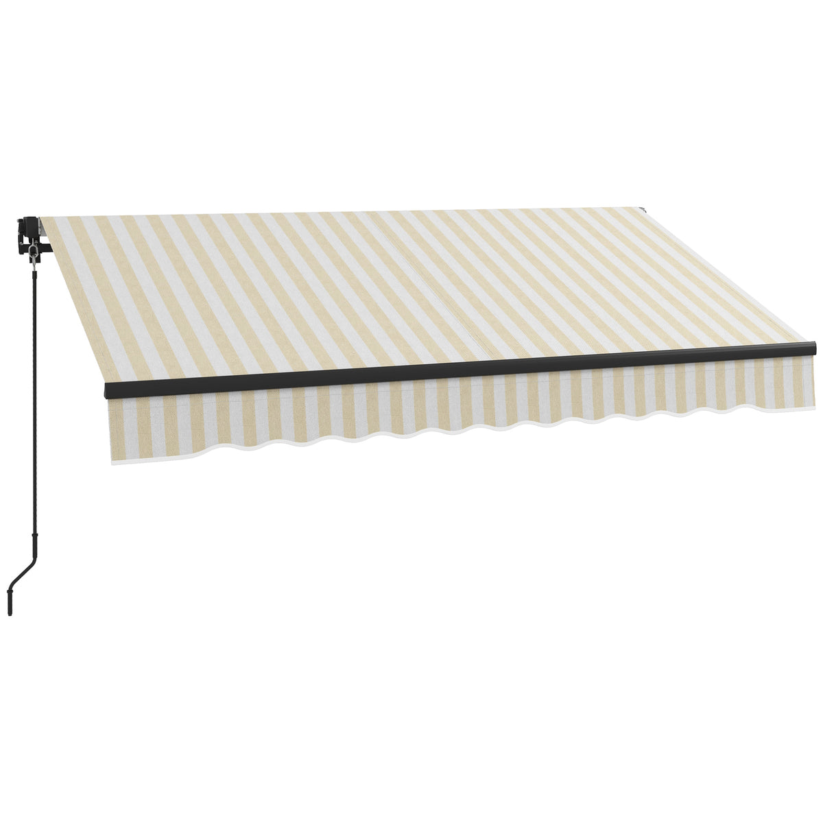 Outsunny Manual Retractable Awning - 280gsm UV-Resistant Striped Sunshade for Deck and Patio