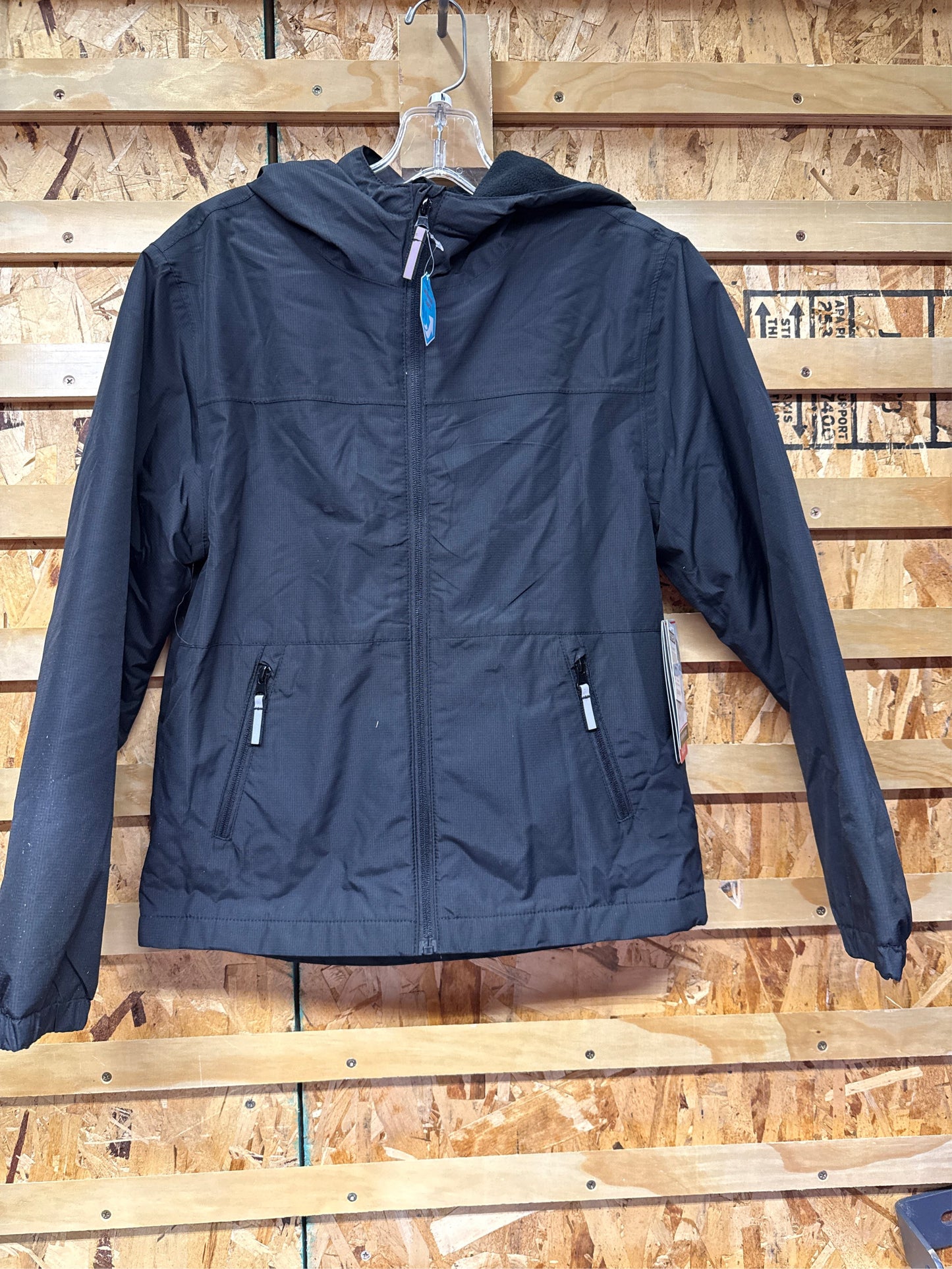 Swiss Alps Boys' Colorblock Fleece Lined Hooded Jacket - Black, Size M (10/12)