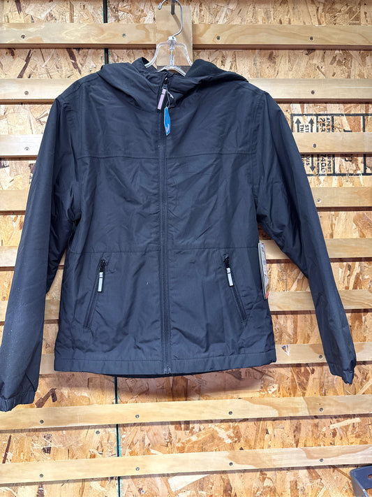 Swiss Alps Boys' Colorblock Fleece Lined Hooded Jacket - Black, Size M (10/12)