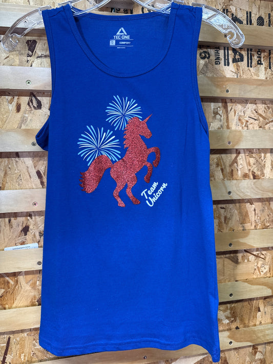 TEC-ONE Girls' Team Unicorn Activewear Tank Top - Blue, XL (16)