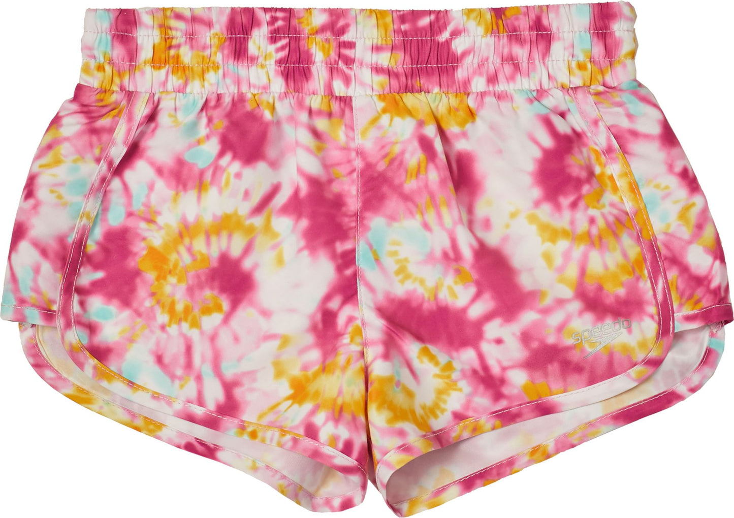 Speedo Girls' Tie-Dye Board Shorts - Pink/Yellow, Size XL