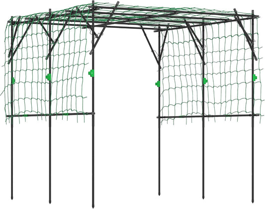 Outsunny 7.3 Ft Garden Arch Trellis, Black Metal Climbing Plant Support with Netting