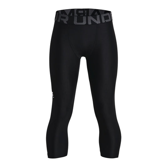 Under Armour Boys' HeatGear Armour 3/4 Compression Leggings - Black, Large