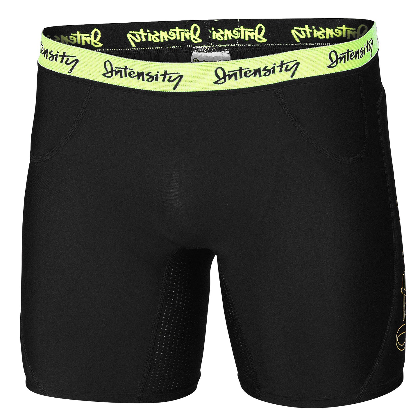 Intensity Athletics Women's Low-Rise Padded Sliding Shorts - Black/Yellow, Small