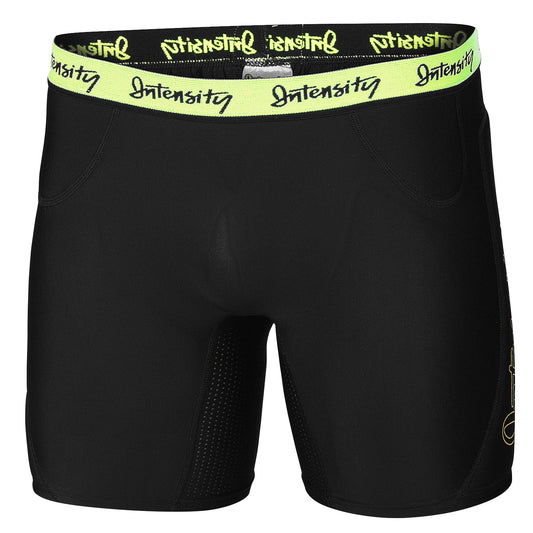 Intensity Athletics Women's Low-Rise Padded Sliding Shorts - Black/Yellow, Small
