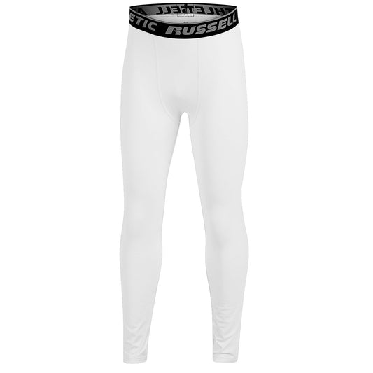 Russell Athletic Boys' Compression Base Layer Pants - White, Size XL (18/20)