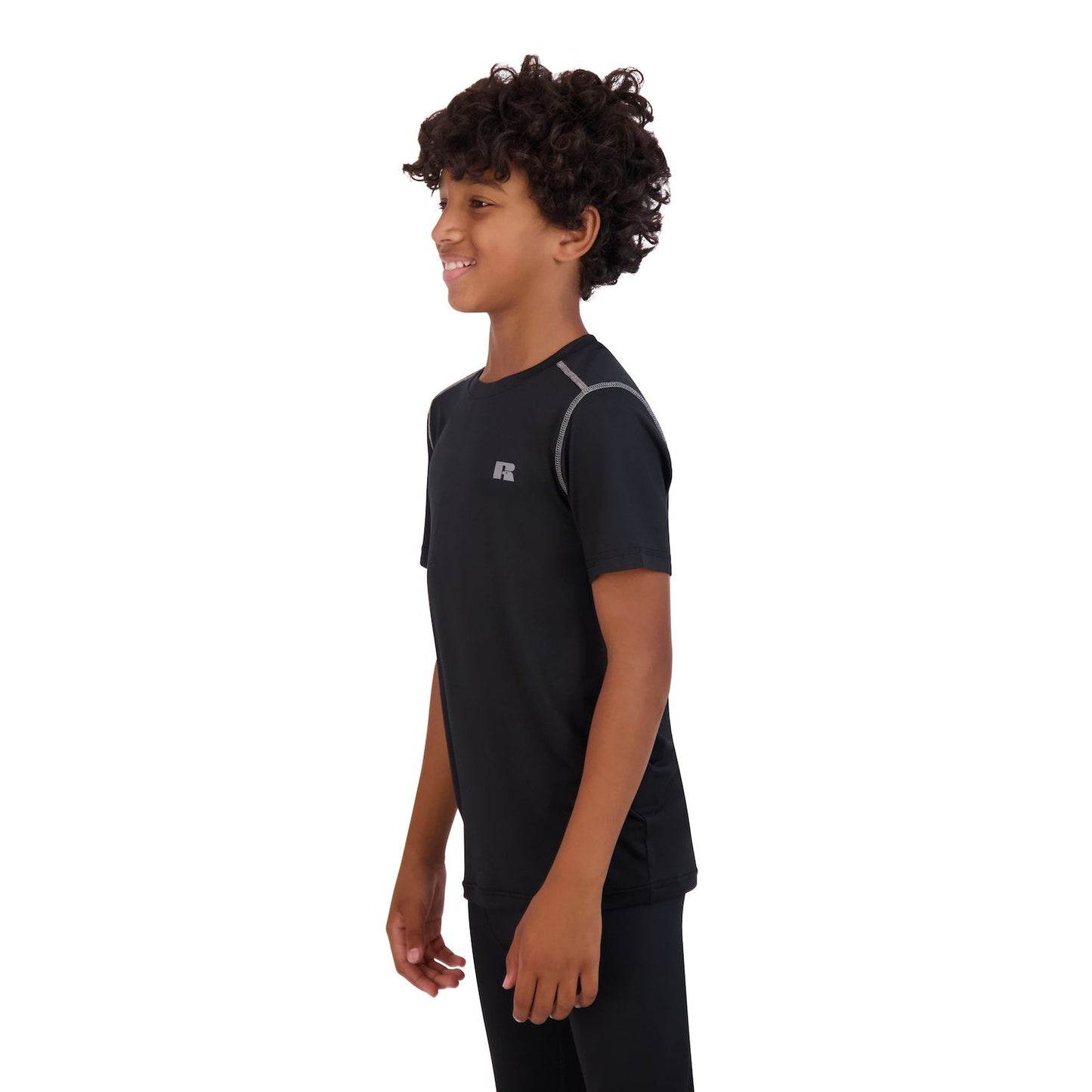 Russell Athletic Boys' Fitted Short-Sleeve Athletic T-Shirt - Black, Size S (8)