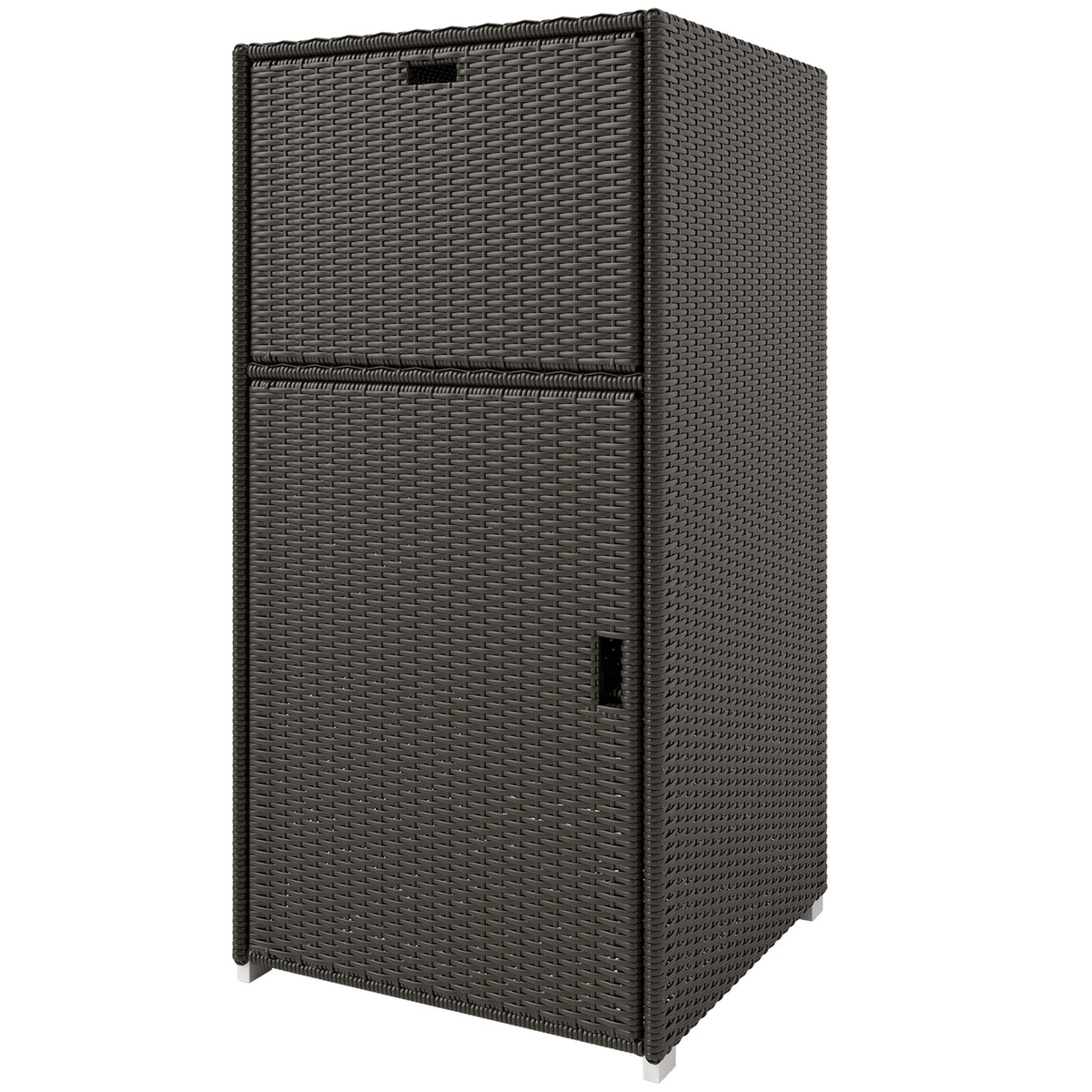 Outsunny Wicker Outdoor Towel Rack and Poolside Storage Cabinet - Dark Brown