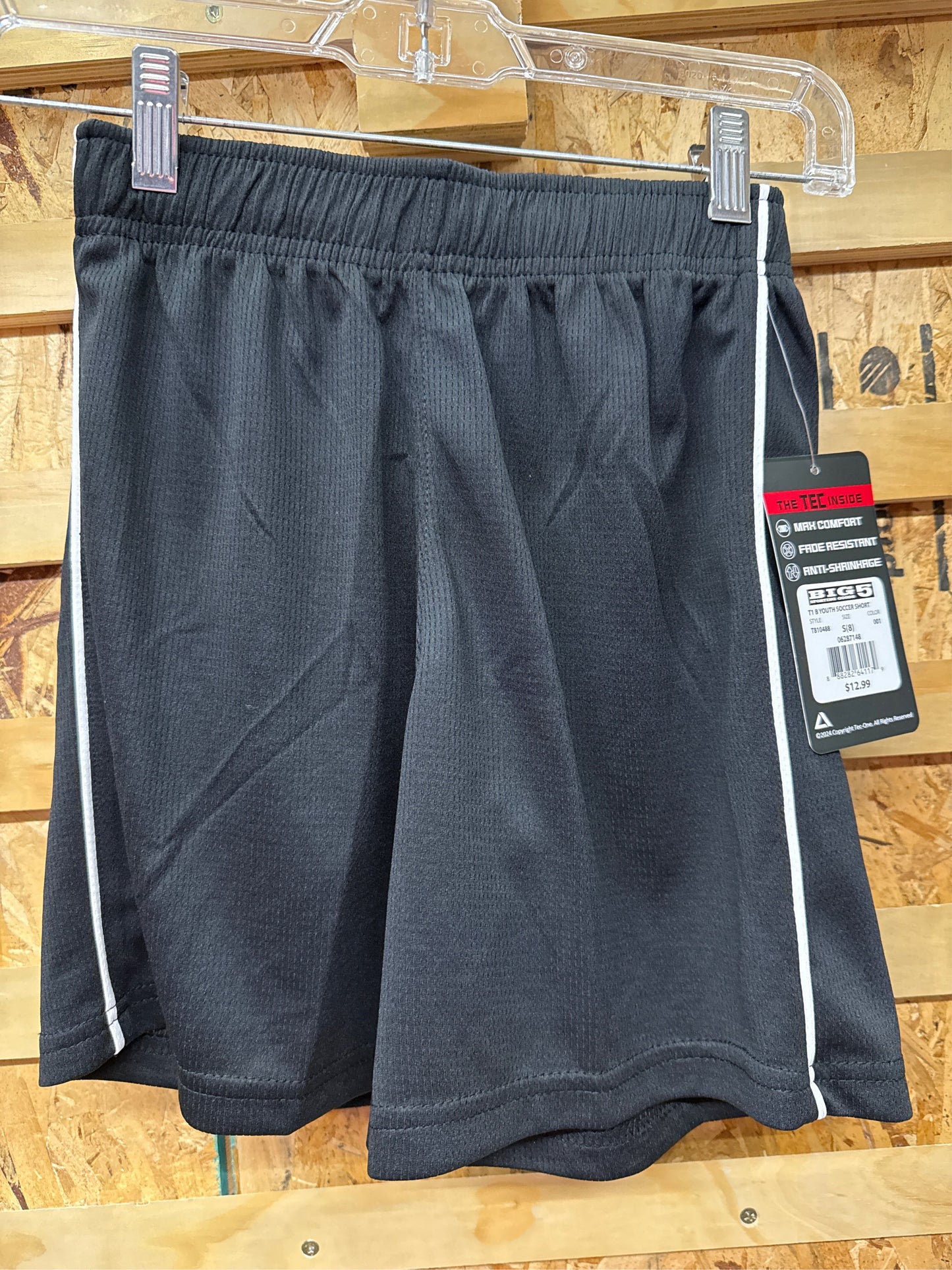 TEC-ONE Boys' Striker Soccer Shorts - Black/White, Size S (8)