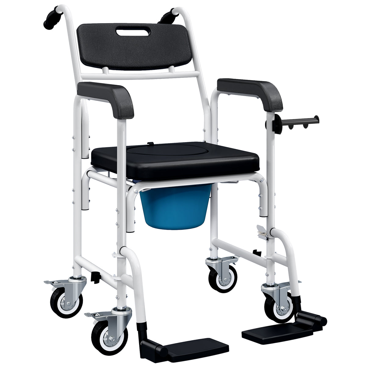Homcom Rolling Shower Wheelchair & Commode Chair for Seniors - Black