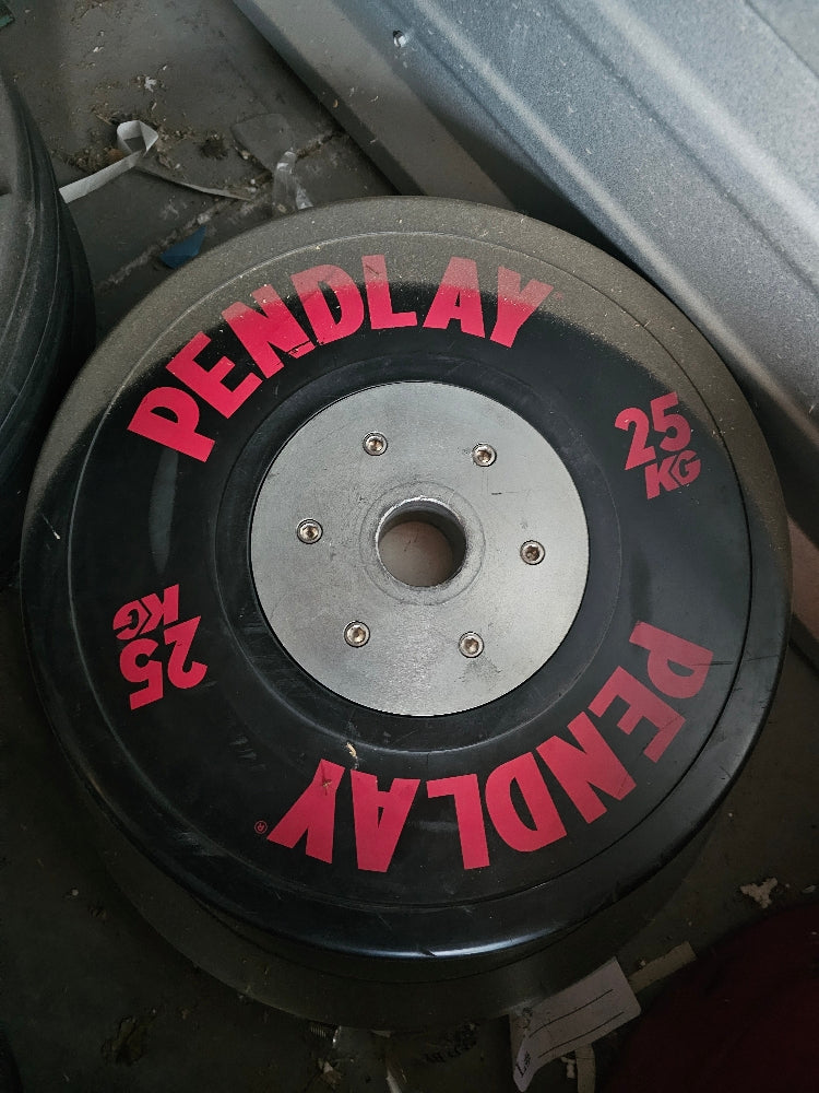 Pendlay 25kg (55lb) Olympic Bumper Plates - Black/Red (Pair)