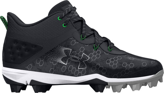 Under Armour Men's Harper 8 Mid RM Baseball Cleats - Black/Silver, Size 8