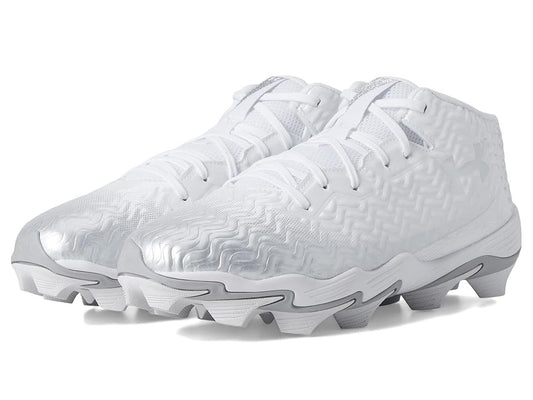 Under Armour Spotlight Hammer Men's Football Cleats - White/Silver, Size 6.5