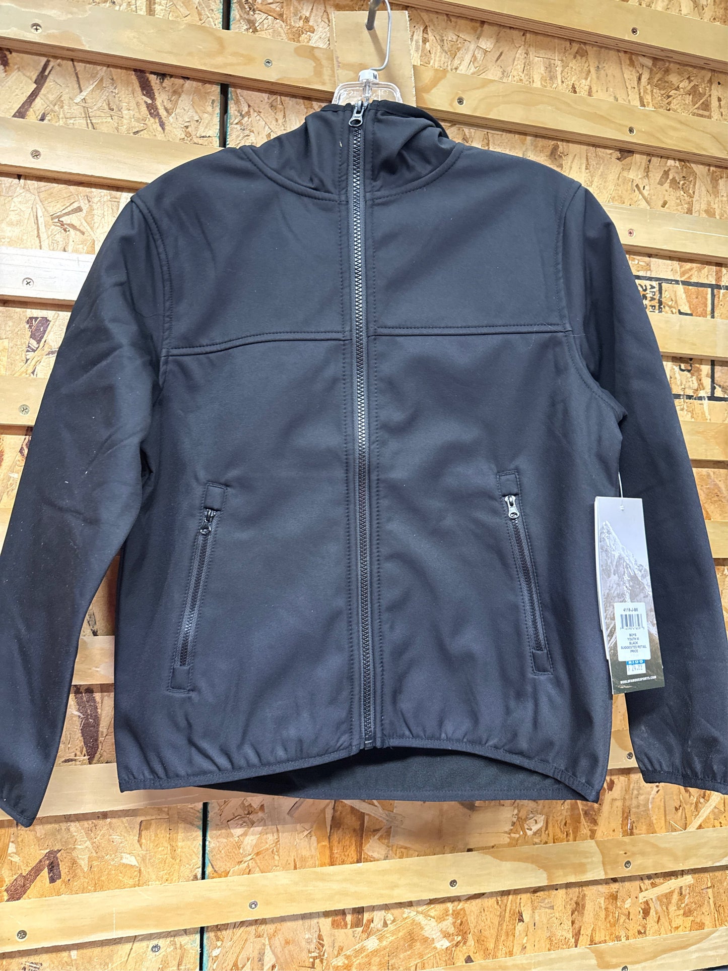 Pulse Kids' Blade Soft Shell Hooded Jacket - Black, Medium