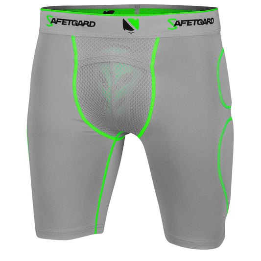 SafeTGard Adult Baseball Sliding Shorts with Cage Cup, Gray, Medium