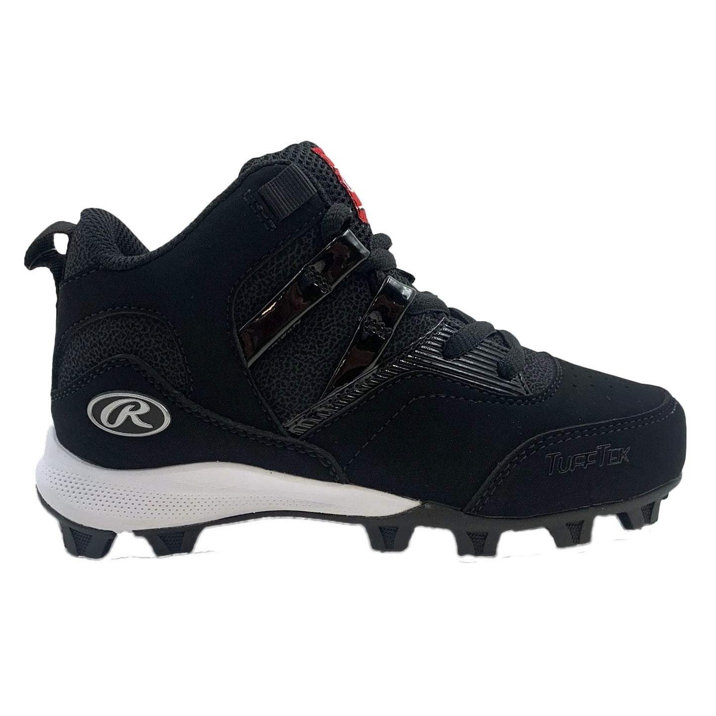 Rawlings Sideline Mid Youth Baseball Cleats - Black/Silver, Size 9