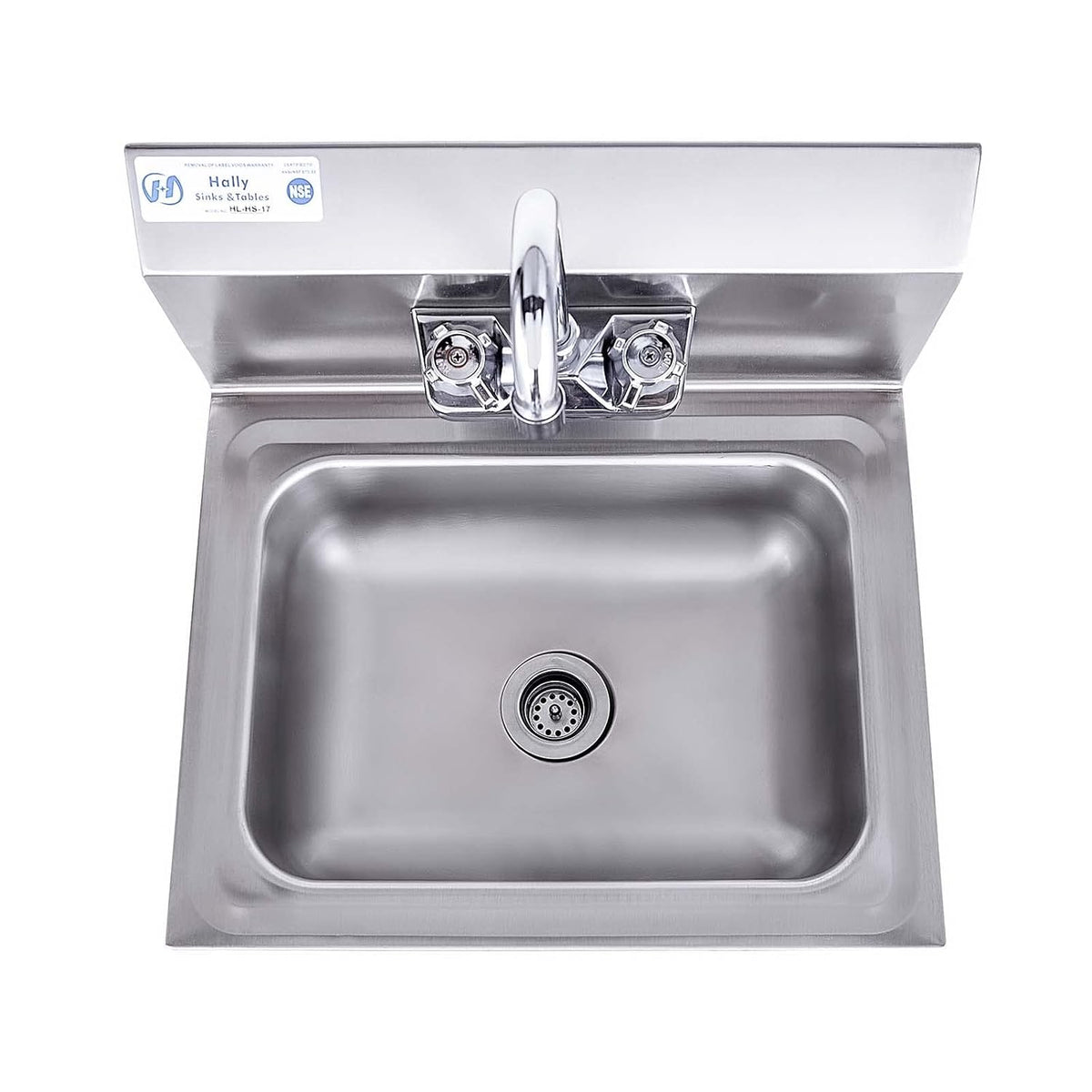 Hally HL-HS-17 Stainless Steel Wall Mount Sink with Faucet - 17" x 15"