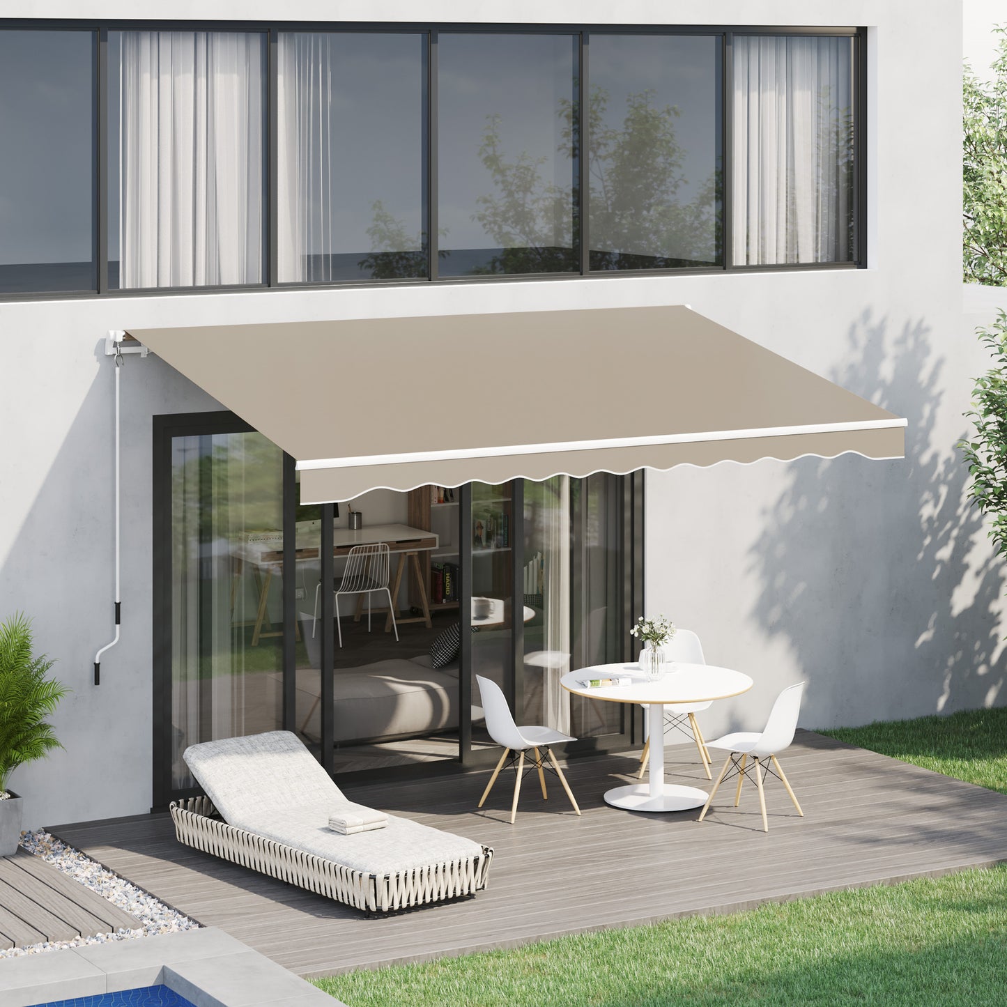 Outsunny 13' x 8' Retractable Patio Awning - UV & Water-Resistant Beige Shade