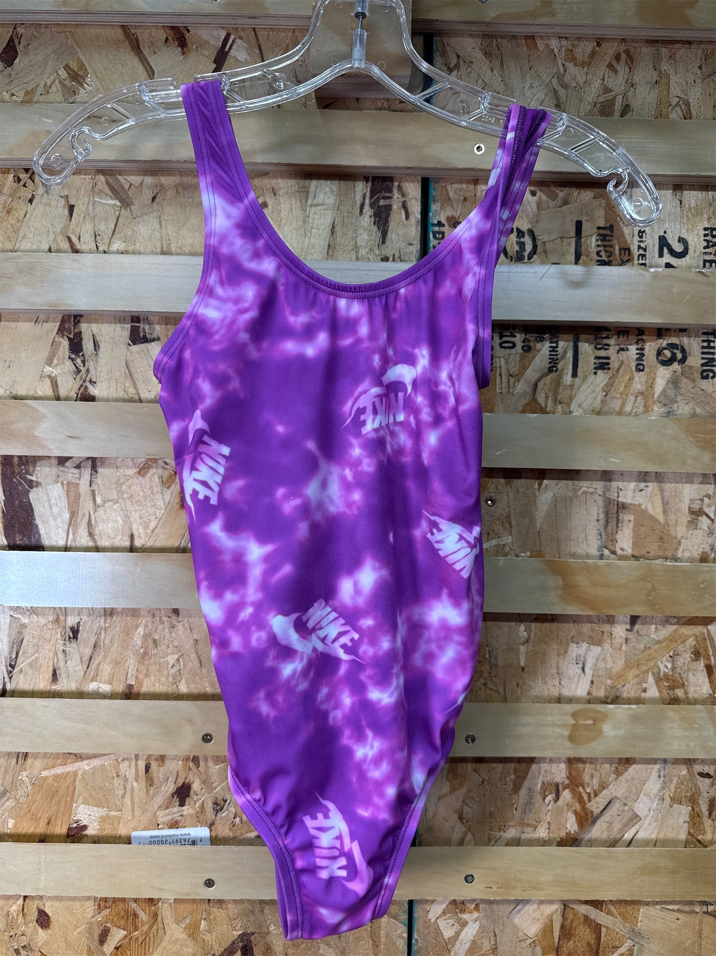 Nike Girls' One-Piece Water Print Swimsuit - Purple, Size Medium