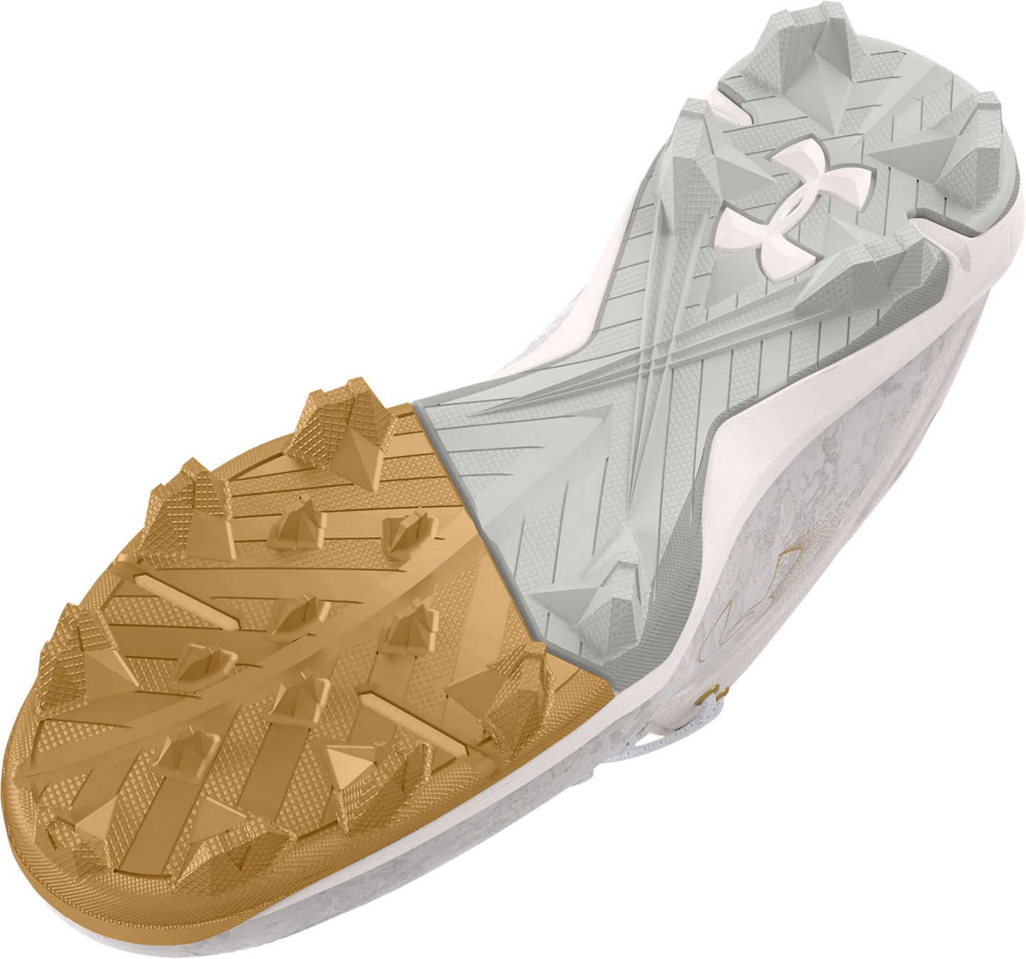 Under Armour Men's Harper 8 Mid RM Baseball Cleats - White/Gold, Size 7