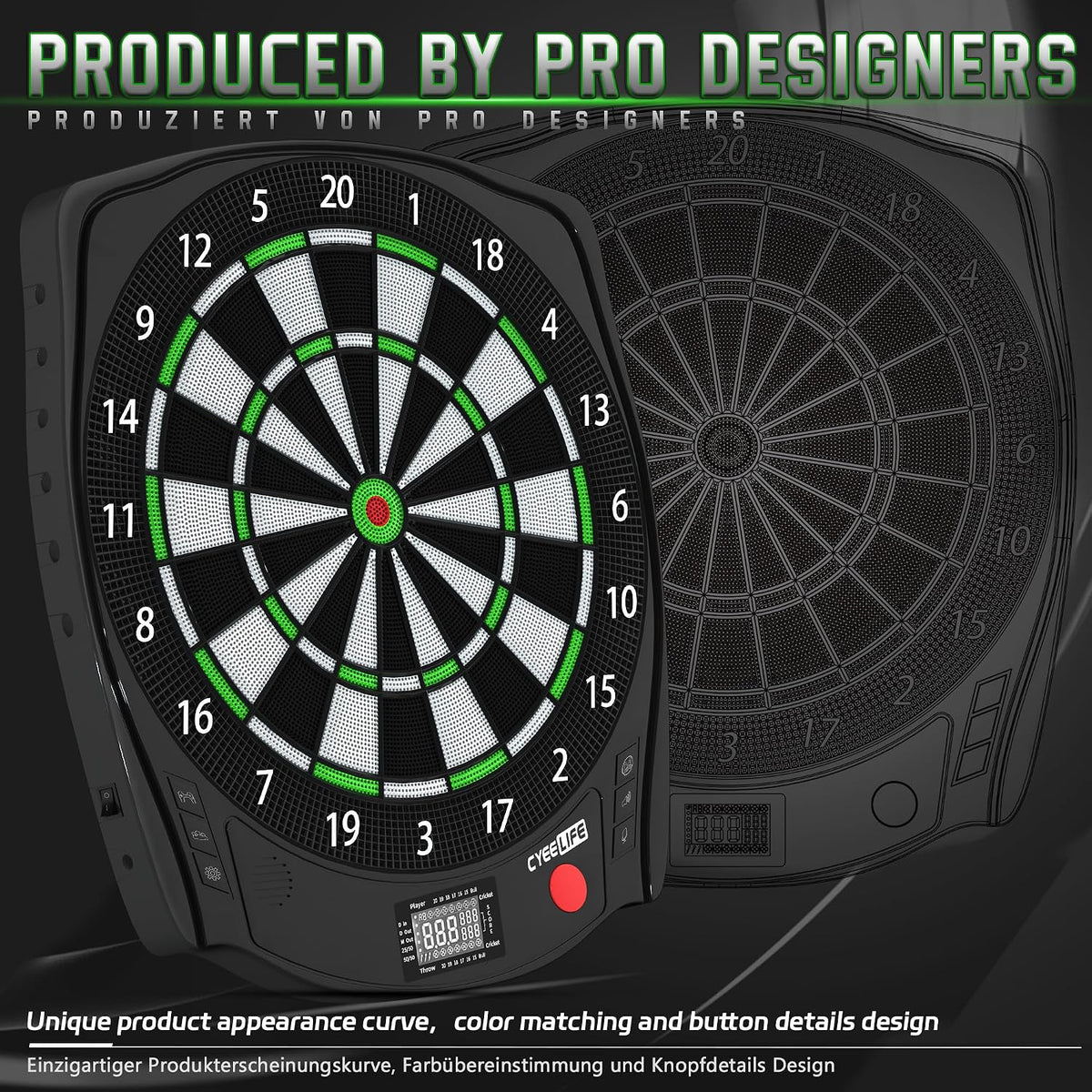 CyeeLife Electronic Dartboard Set with 6 Soft Tip Darts and Digital Scoreboard - Black