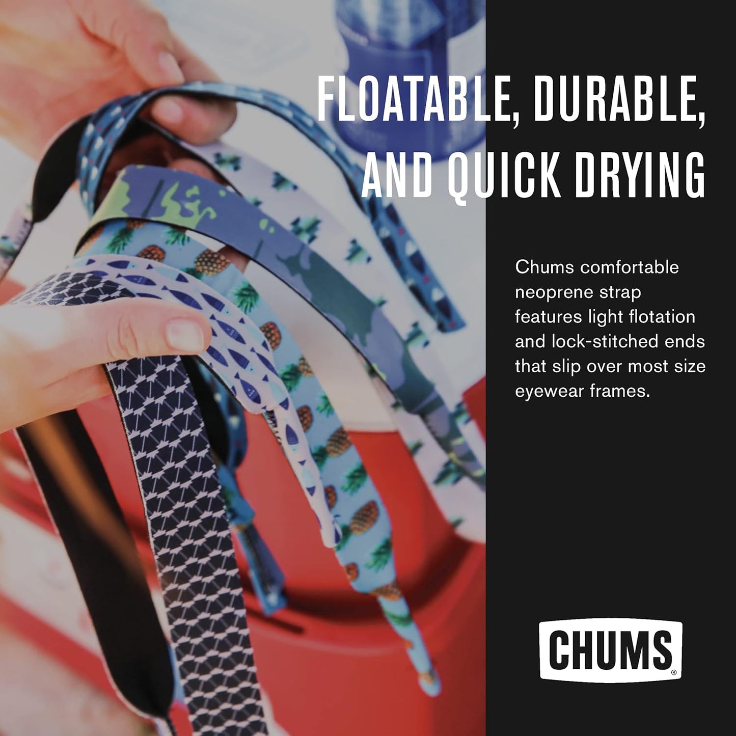 Chums Neoprene Floating Sunglasses Retainer - Navy