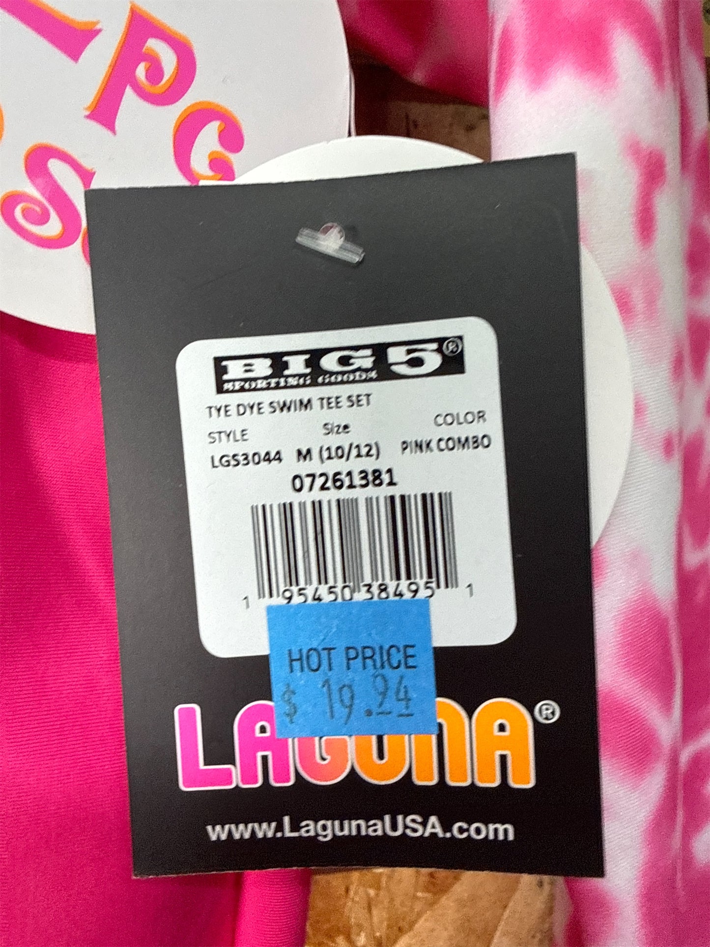 Laguna Girls' 2-Piece Tie-Dye Rash Guard and Swim Shorts Set, Pink, Size M (10/12)