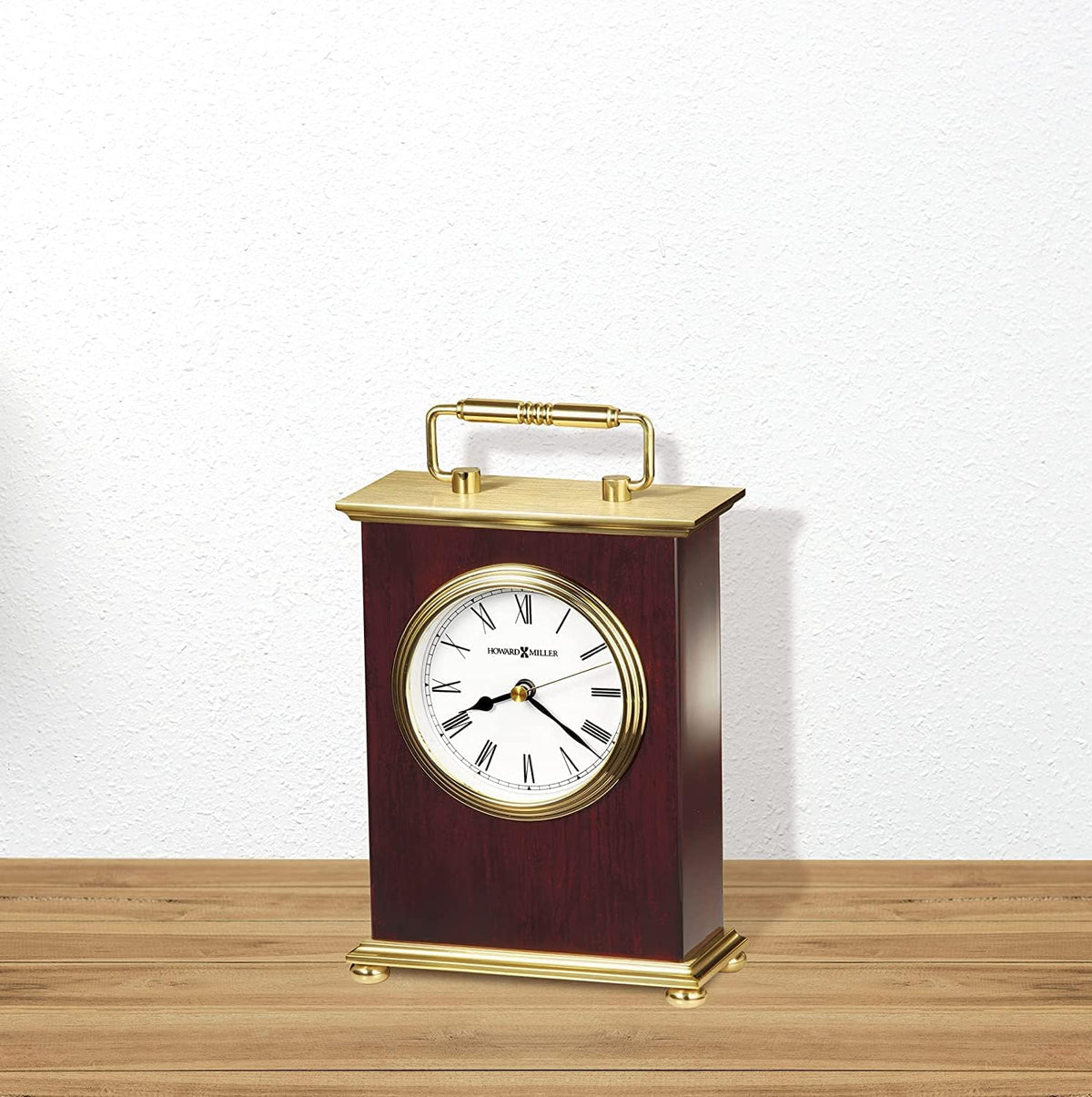 Howard Miller Rosewood Bracket Tabletop Clock with Brass Accents
